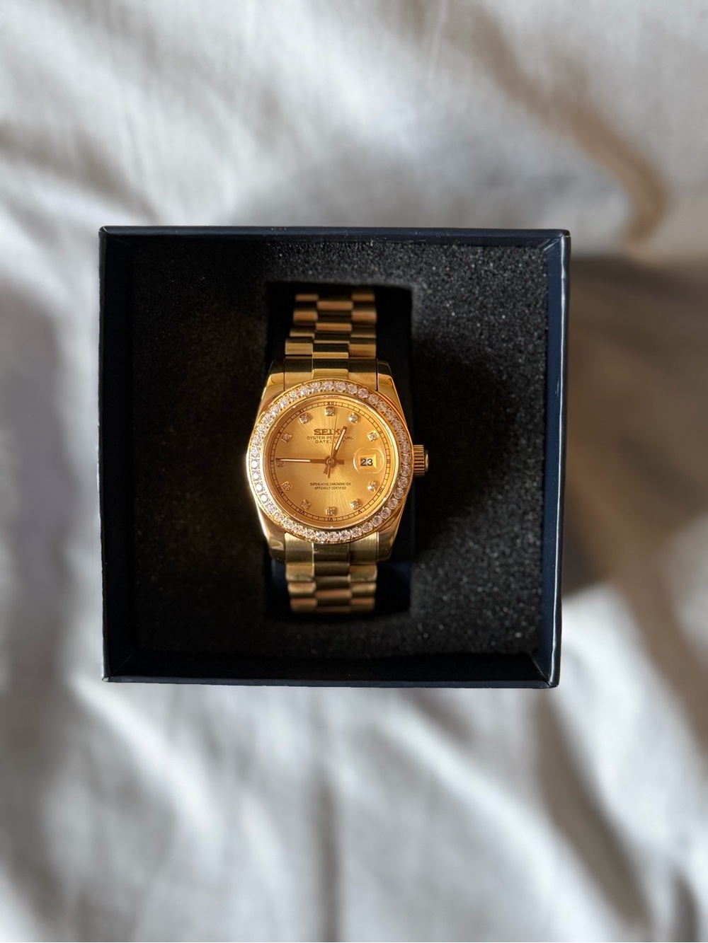 Seiko Mod: Women’s Gold Diamond Datejust 31mm